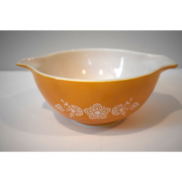 Vintage Pyrex Cinderella Bowl 1.5 Quart Butterfly Gold 442 Floral Mixing - Picture 3 of 6